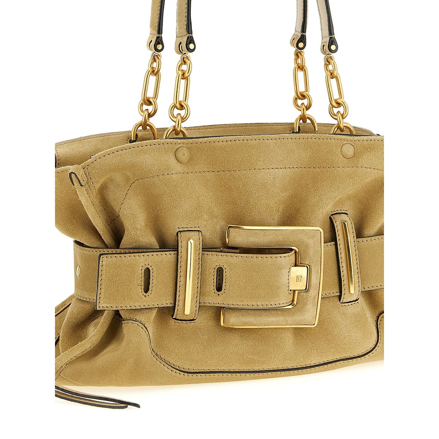 Balmain Beige Calfskin Shoulder Bag