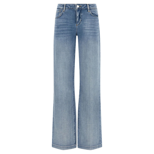 L'Agence Blue Cotton Straight-Leg Jeans