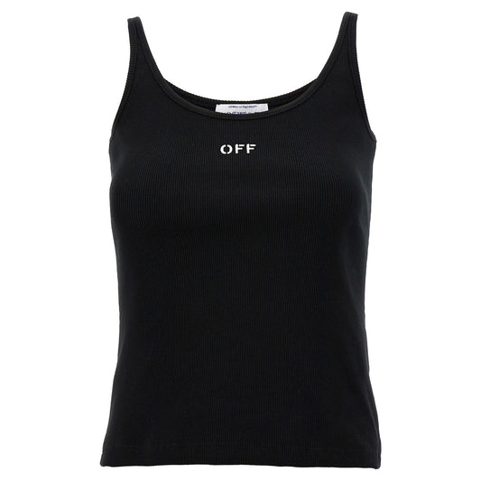 Off-White Black Cotton Sleeveles T-Shirt