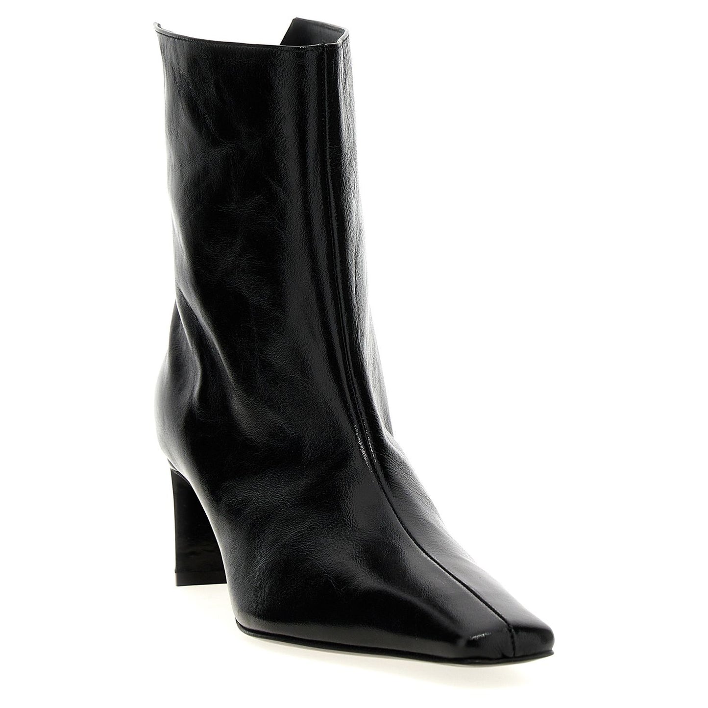 Khaite Black Calfskin Ankle Boots