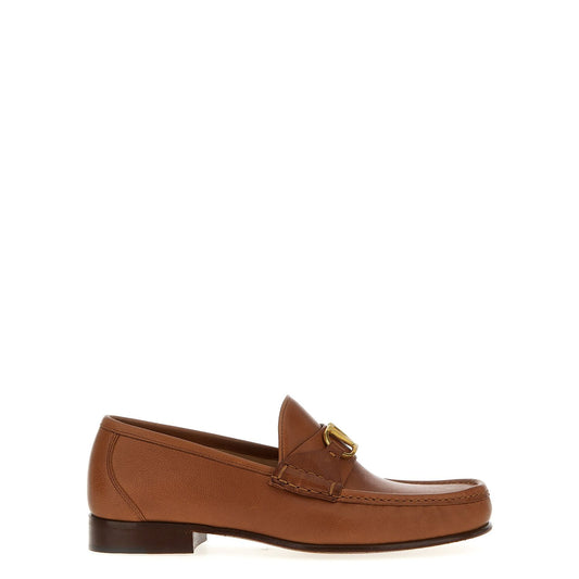 Valentino Garavani Brown Leather Slip-On Loafers