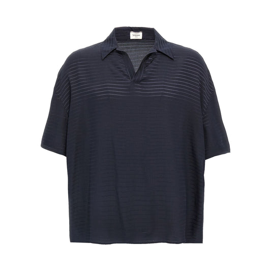 Saint Laurent Blue Silk Polo Shirt