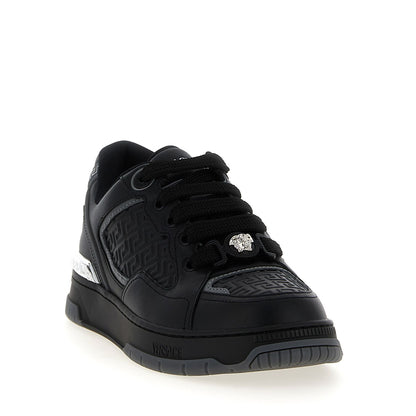 Versace Black Calfskin Athletic Sneakers