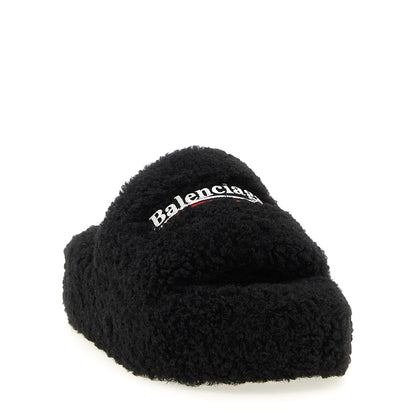Balenciaga Black Polyester Slides