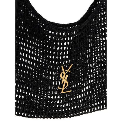 Saint Laurent Black Raffia Shoulder Bag