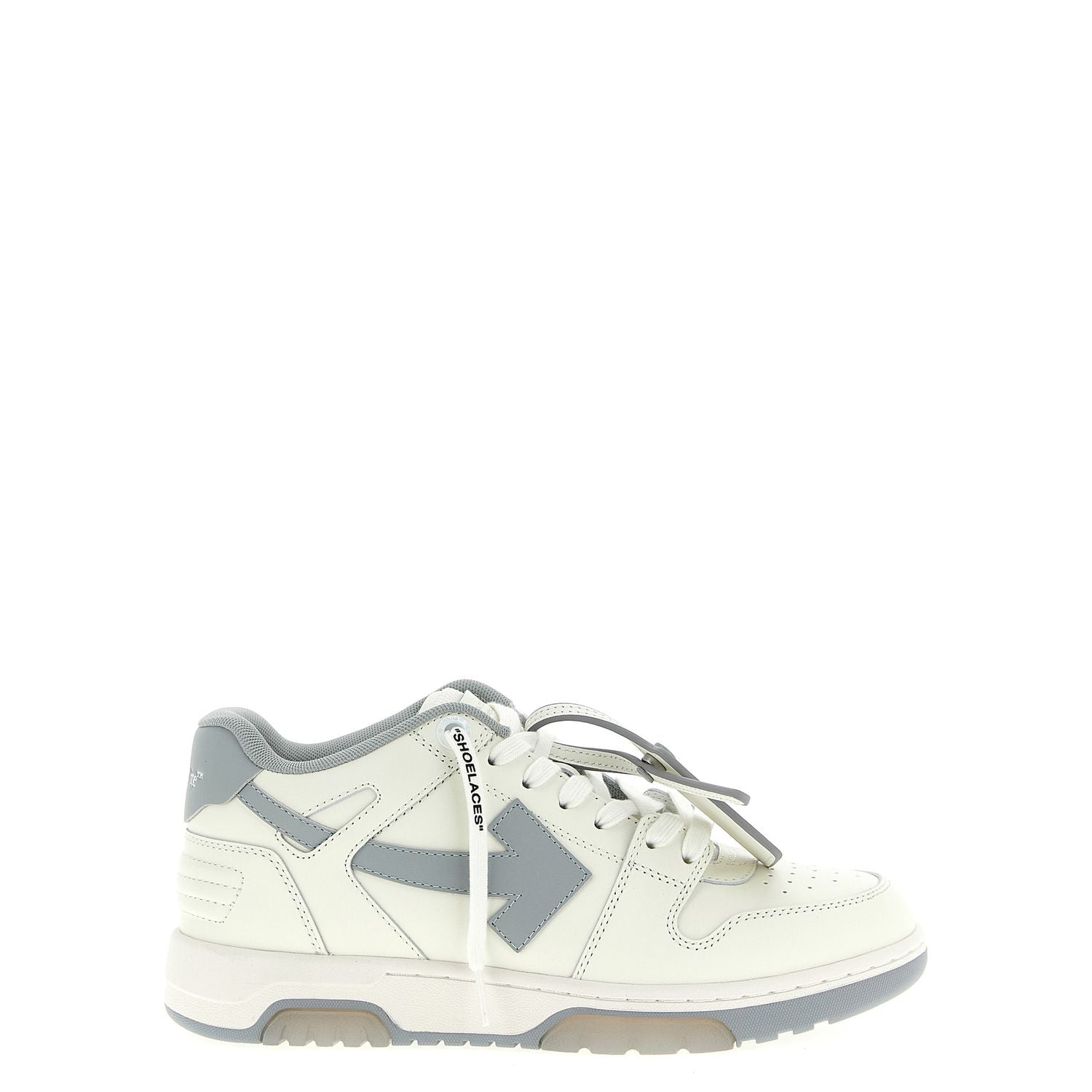 Off-White Gray Leather Low Top Sneakers