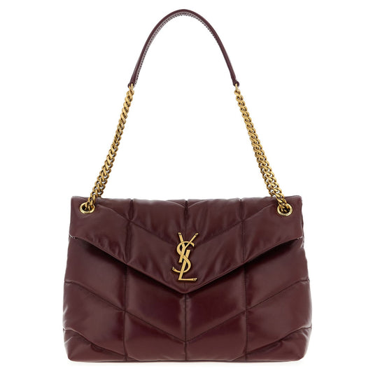Saint Laurent Bordeaux Calfskin Shoulder Bag