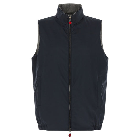 Kiton Blue Cotton Sleeveless Jacket