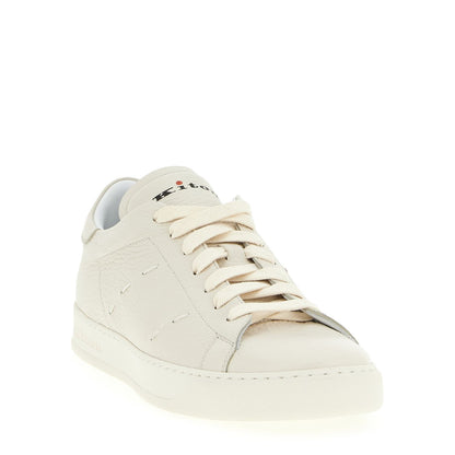 Kiton White Nubuc Leather Low Top Sneakers