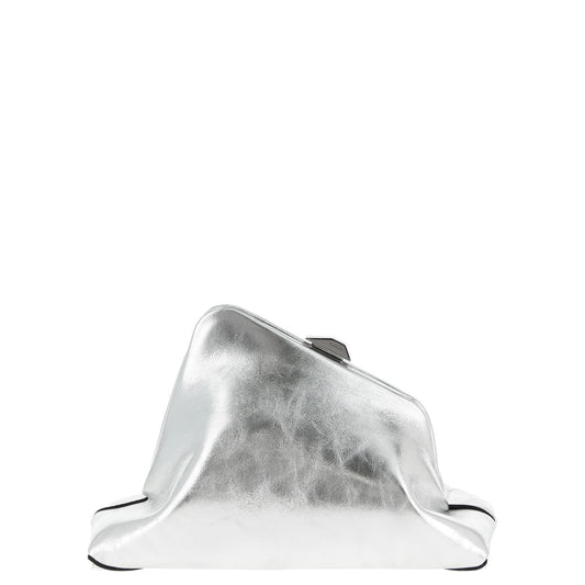 The Attico Silver Calfskin Clutch Bag