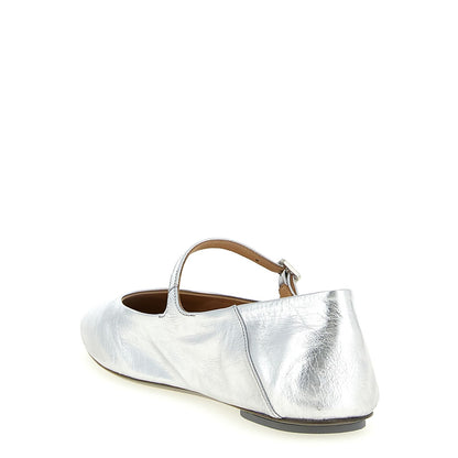 Marsell Silver Calfskin Ballet Flats