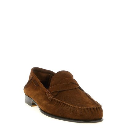 Tom Ford Brown Suede Leather Slip-On Loafers