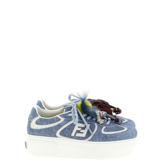 Fendi Blue Calfskin Platform Sneakers