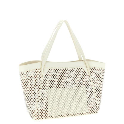 Twinset White Leather Tote Bag