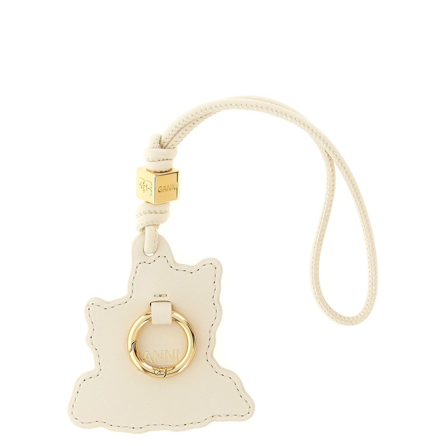 Ganni Beige Leather Keychain