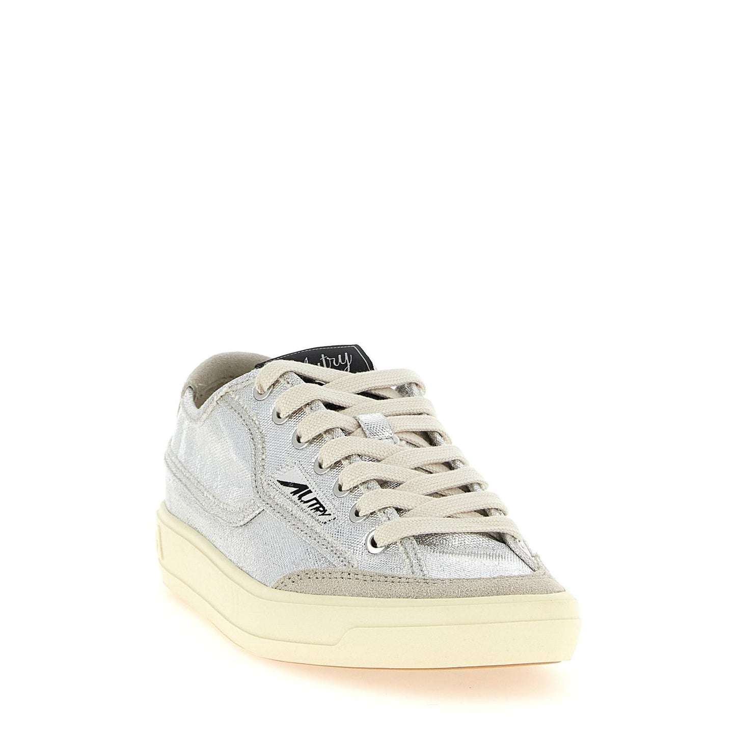Autry Silver Canvas Low Top Sneakers
