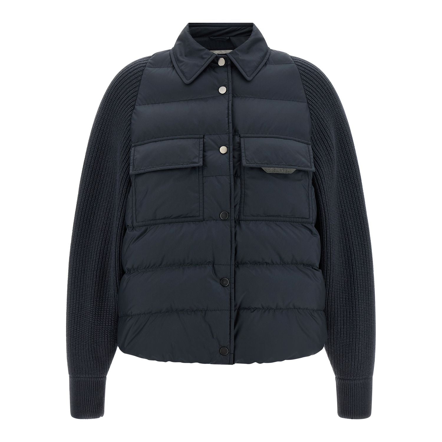 Brunello Cucinelli Blue Polyester Full-Length Jacket