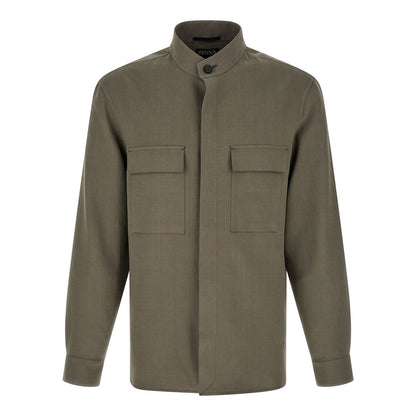 ZEGNA Gray Linen Blouse