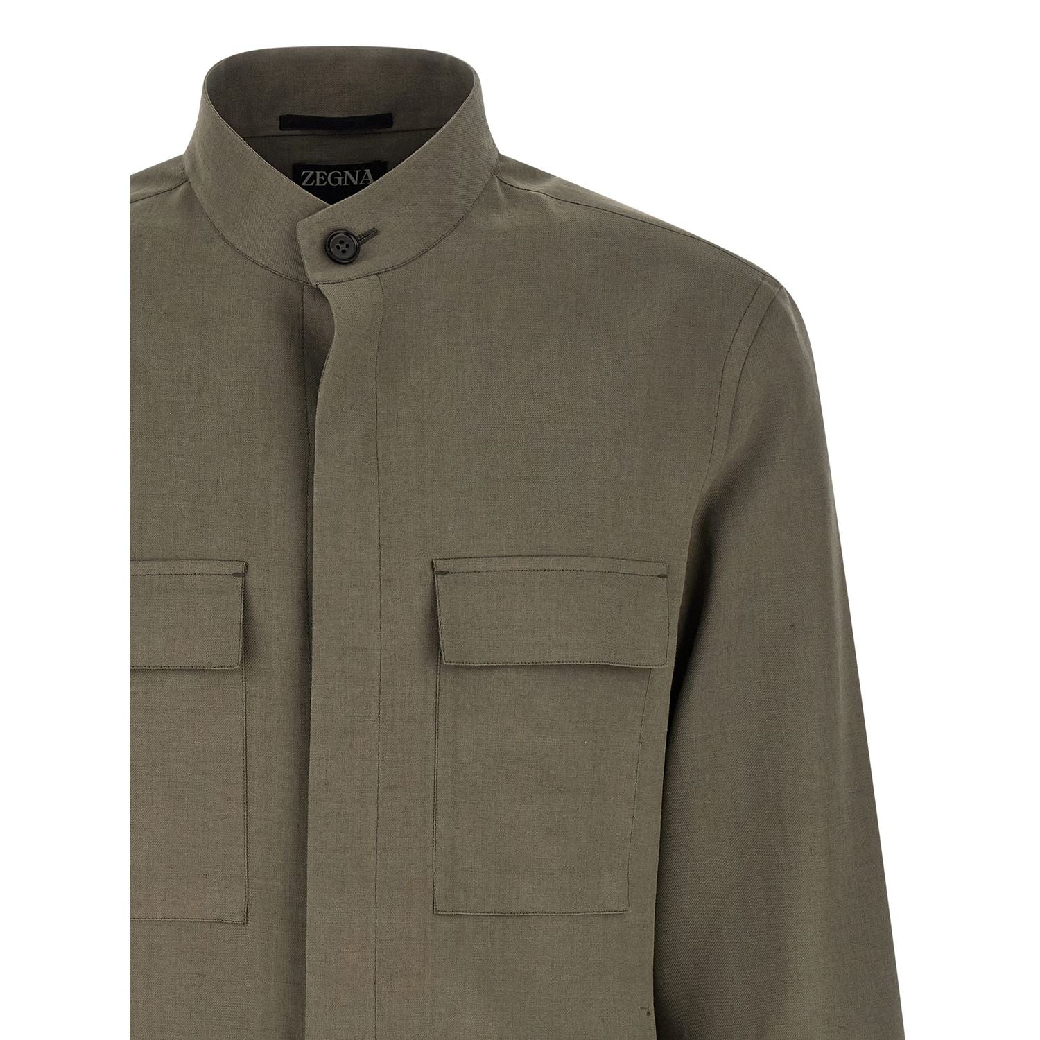 ZEGNA Gray Linen Blouse
