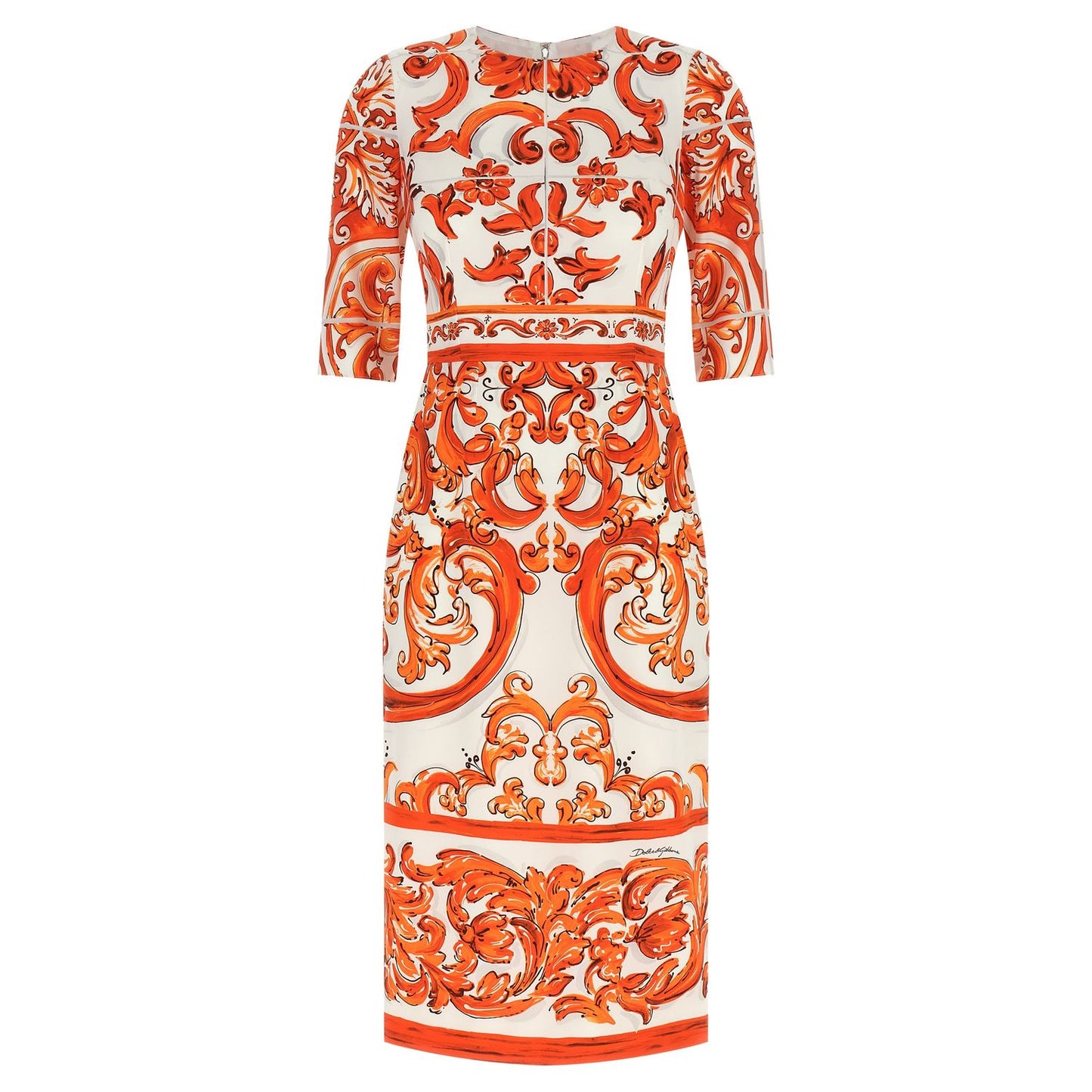 Dolce & Gabbana Orange Silk Midi Dress