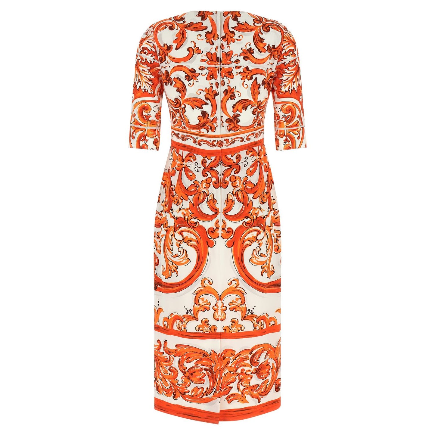 Dolce & Gabbana Orange Silk Midi Dress