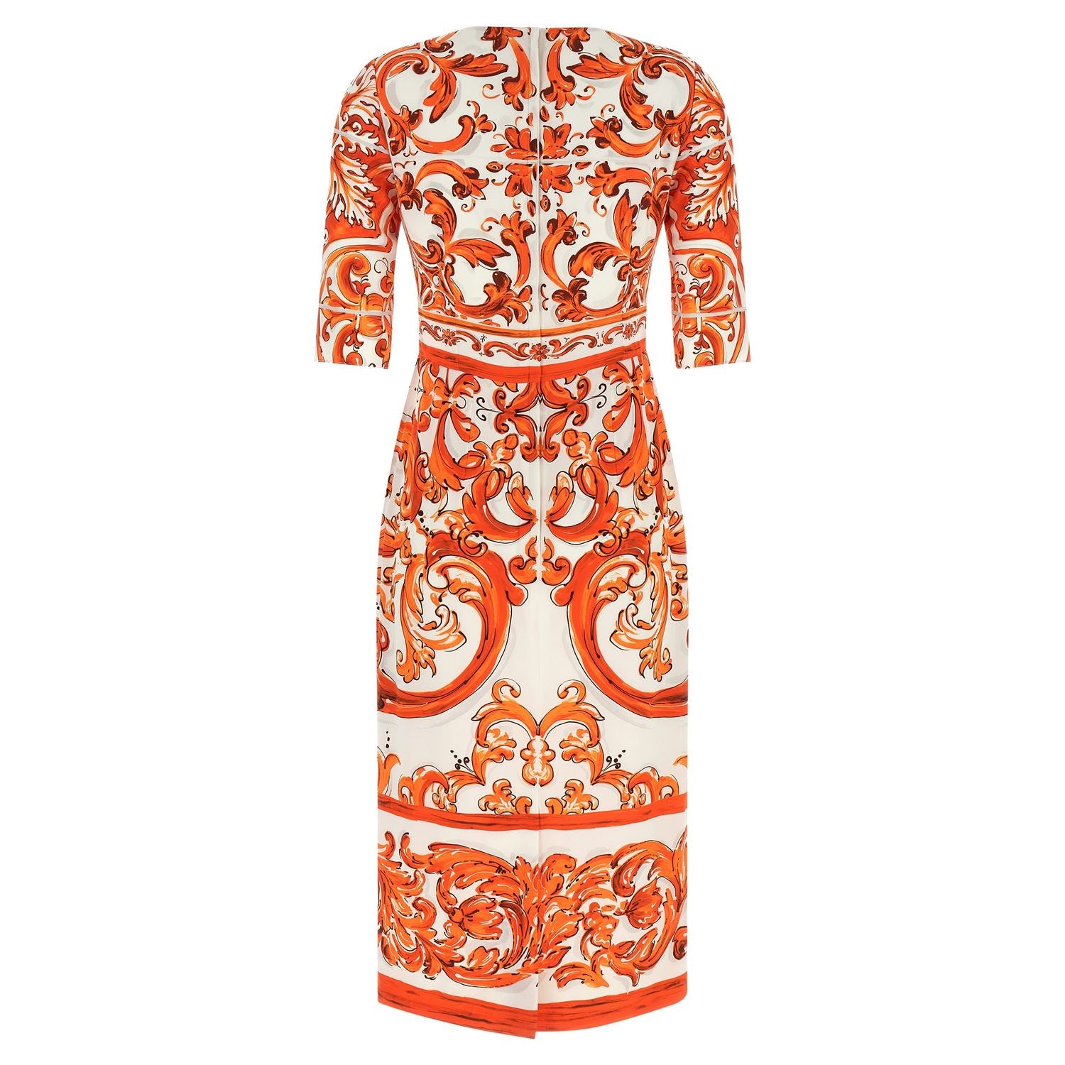 Dolce & Gabbana Orange Silk Midi Dress