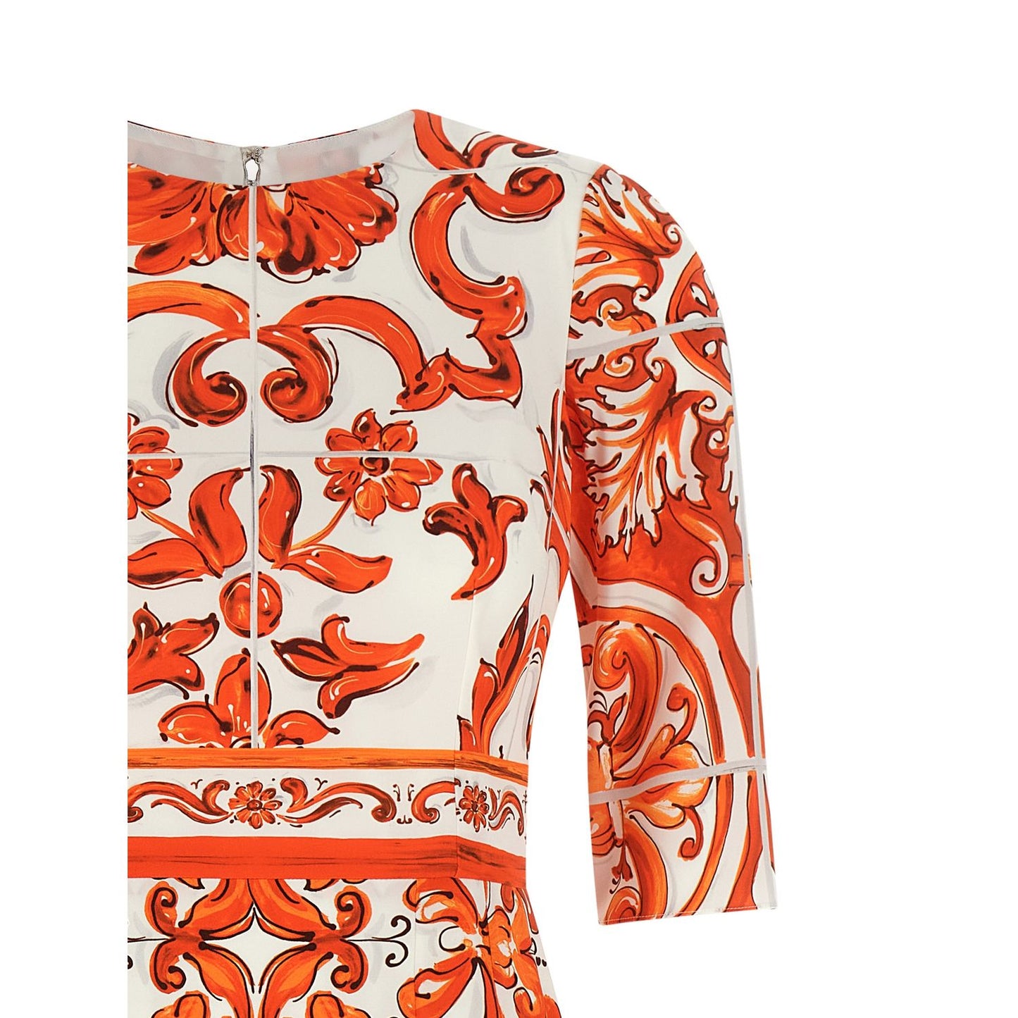 Dolce & Gabbana Orange Silk Midi Dress