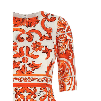 Dolce & Gabbana Orange Silk Midi Dress