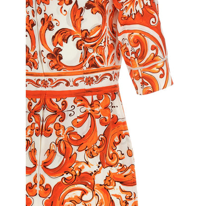 Dolce & Gabbana Orange Silk Midi Dress