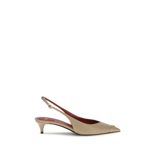 Valentino Garavani Beige Calf Leather Bos Taurus Mid Heel Pumps