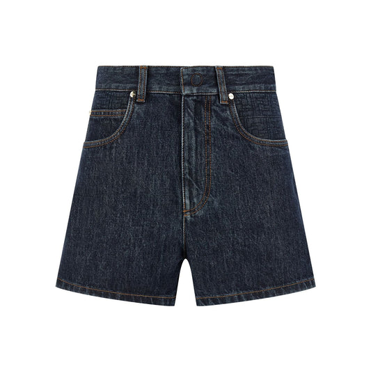 Fendi Blue Cotton Bermuda Shorts