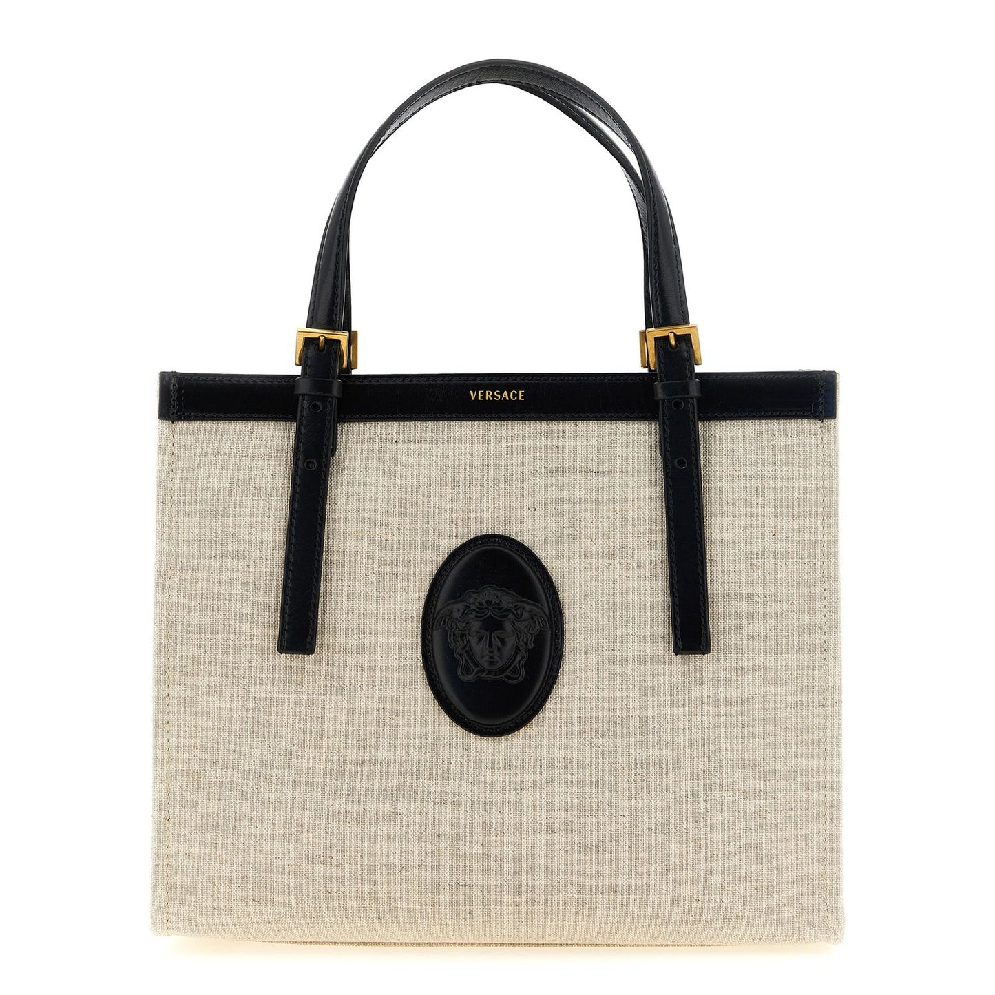 Versace Beige Leather Tote Bag