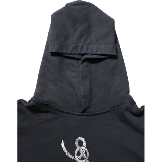 Dolce & Gabbana Black Anchor Print Hooded Sweatshirt Sweater