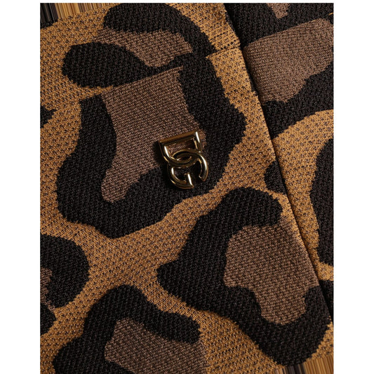 Dolce & Gabbana Brown LeopardPrint Flared A-line Mini Dress