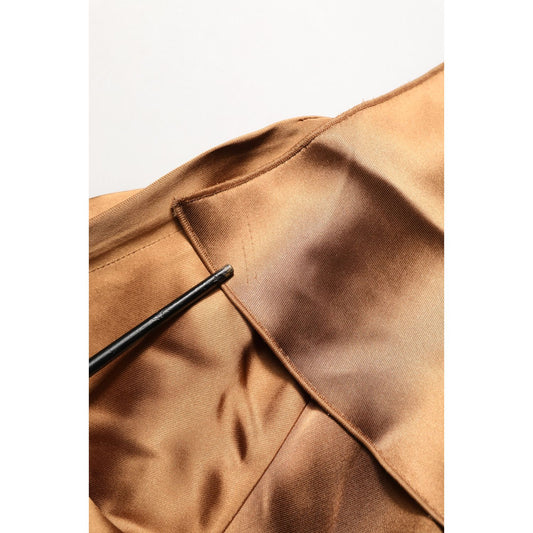 Emporio Armani Brown Satin Acetate Wrap Sheath Mini Belted Dress