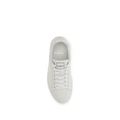 Balmain White Calf Leather Bos Taurus Athletic Sneakers