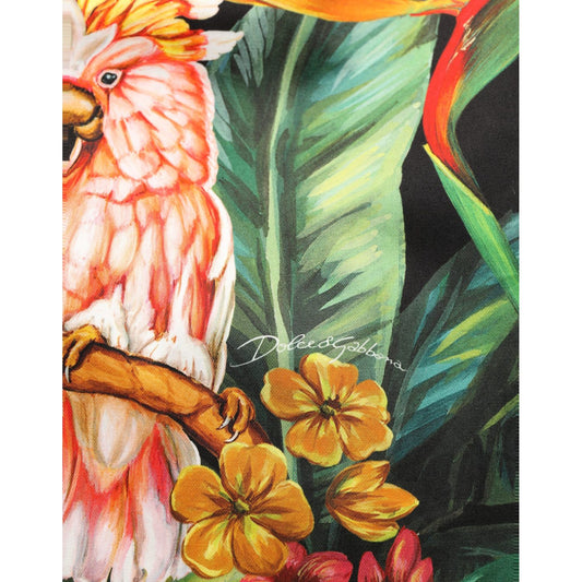 Dolce & Gabbana Black Tropical Print Cotton HighWaist Pants