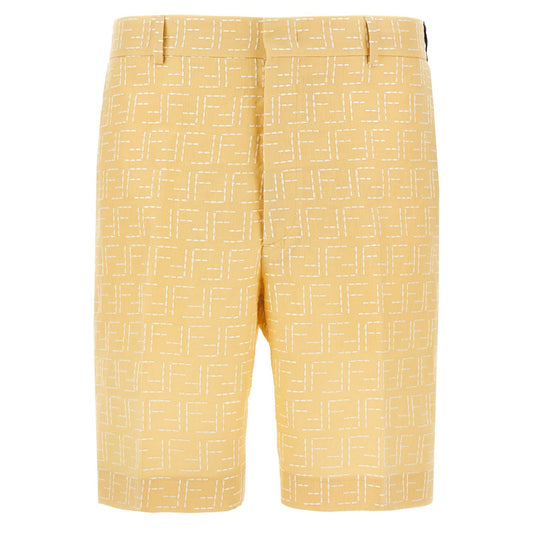 Fendi Bicolor Linen Bermuda Shorts