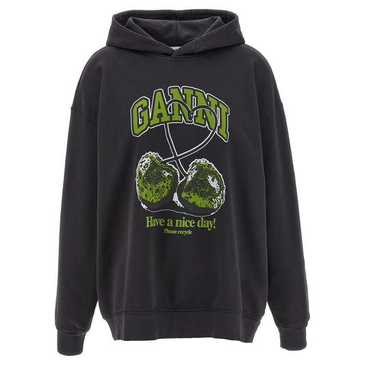 Ganni Gray Organic Cotton Hoodie