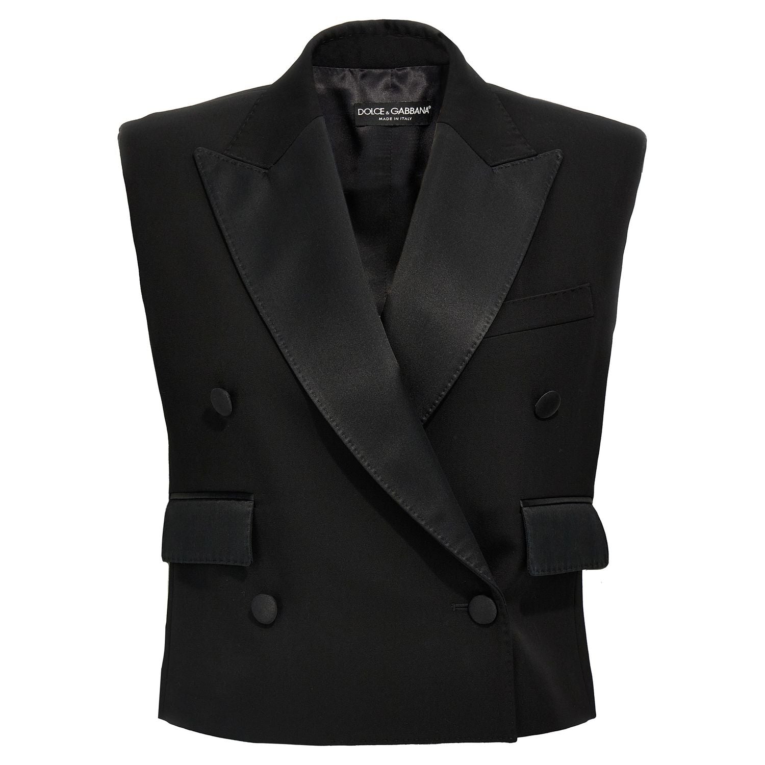 Dolce & Gabbana Black Silk Sleeveless Jacket