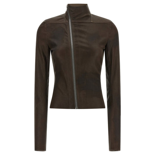 Rick Owens Brown Lamb Leather Leather Jacket