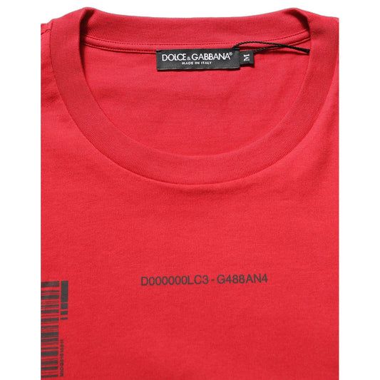 Dolce & Gabbana Red Cotton Graphic Print Crew Neck T-shirt