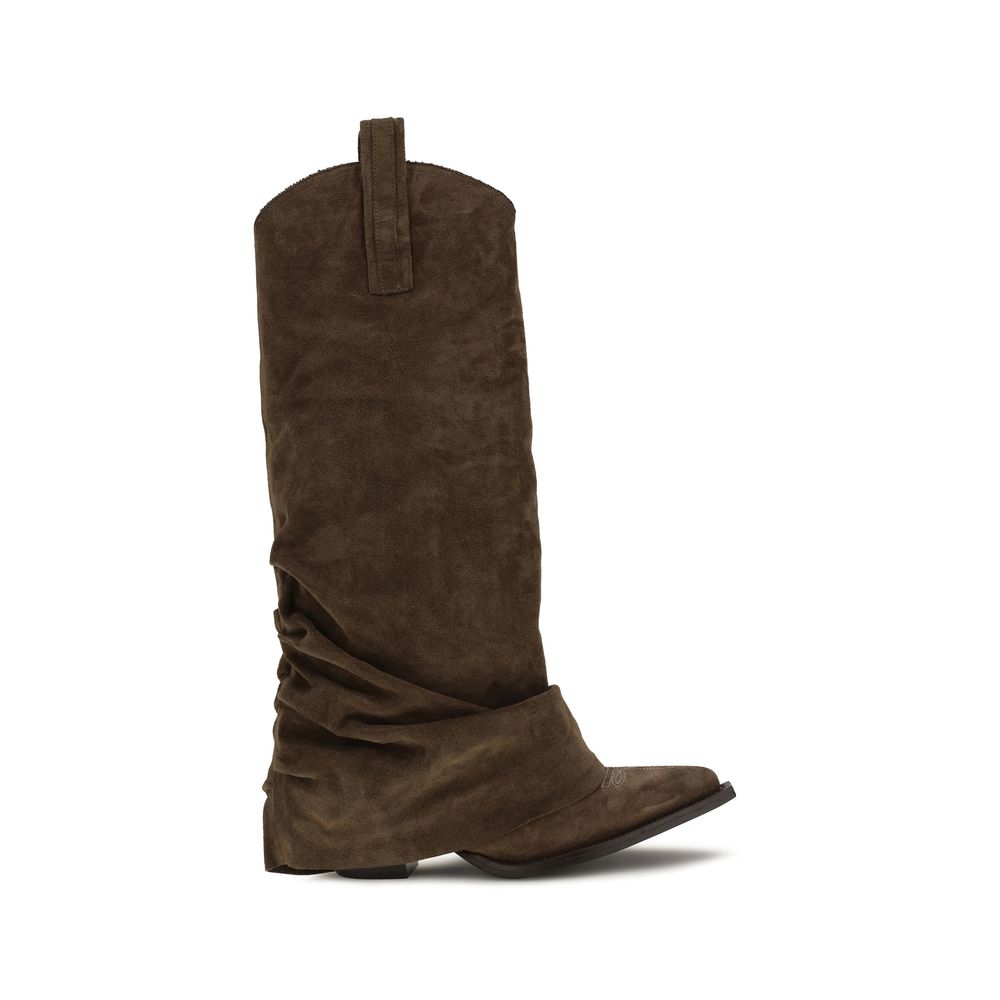 R13 Brown Calf Leather Bos Taurus Boots