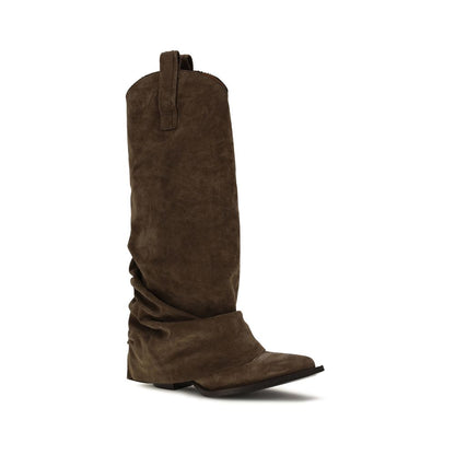 R13 Brown Calf Leather Bos Taurus Boots