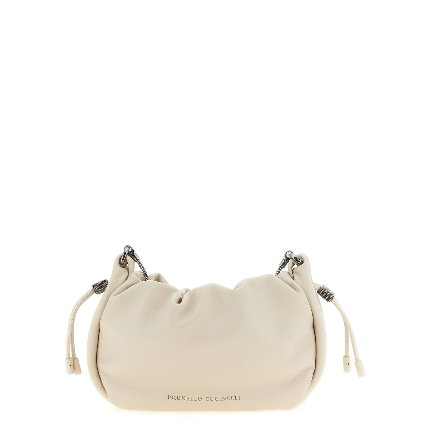 Brunello Cucinelli White Lamb Leather Crossbody Bag