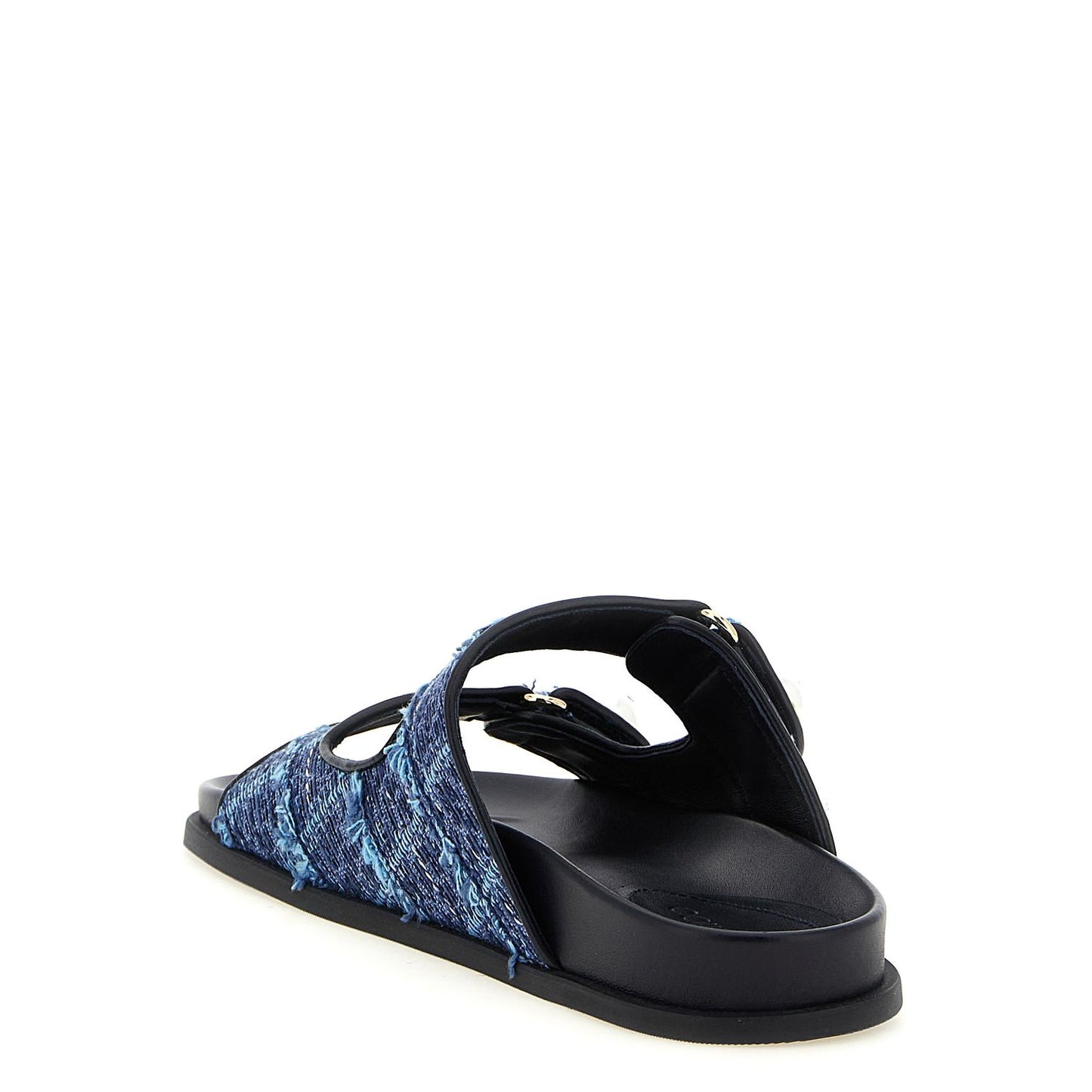 Jimmy Choo Blue Tencel Slides