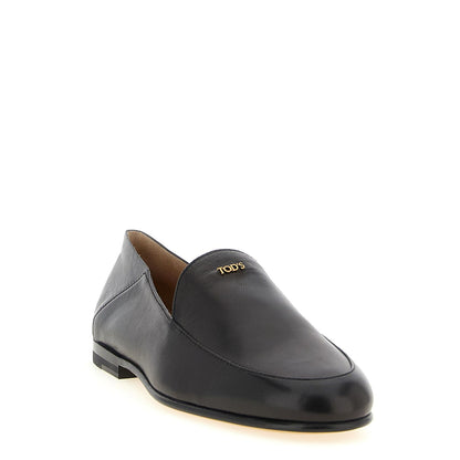 Tod's Black Lamb Leather Slip-On Loafers