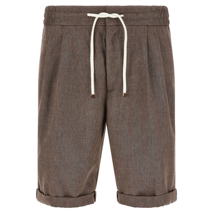 Brunello Cucinelli Brown Linen Bermuda Shorts
