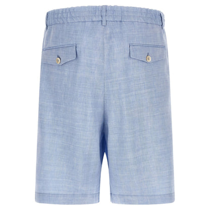 Brunello Cucinelli Blue Linen Bermuda Shorts