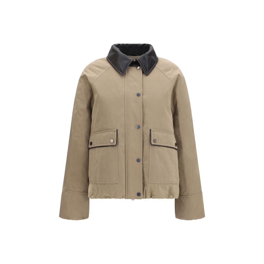 Brunello Cucinelli Beige Cotton Leather Jacket